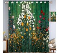 MLSOWM Tende Oscuranti Aiuole Lussureggianti per Interni Tende Coprente Dipinti Ad Olio Impressionisti Termiche Isolanti con Anelli per Camera da Letto Soggiorno, 140L X 160A cm 2 Pannelli, Verde