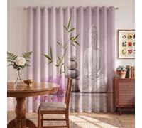 MLSOWM Tende Oscuranti per Interno con Anelli 2 Pezzi 140x220cm, Tenda Termiche Isolanti Statua Buddha Pietre Impilate, Blocco della Luce per Soggiorno Camera da Letto Salotto, Rosa Tenue