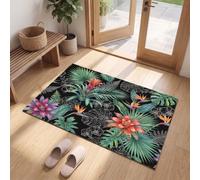 MLSOWM Zerbini Giungla Fitta per ingresso esterno e interno - 60x90 cm | Tappetino Monstera Deliciosa Uccello Del Paradiso Ananas Antiscivolo, Resistente per Mantenere la Casa Pulita