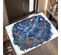 MLSOWM Zerbini Oceano Cosmico per ingresso esterno e interno - 40x60 cm | Tappetino Mante/Corallo/Pianeta Antiscivolo, Resistente per Mantenere la Casa Pulita per Porte D'ingresso, Corridoio