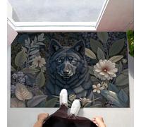 MLSOWM Zerbini per Interni 40x60 cm, Zerbino Trappola Sporco Fiori Selvatici E Lupi Grigi, Tappetino Realistico Antiscivolo Lavabile in Lavatrice Tappeti Basso Profilo per Cucina, Bagno, Verde Salvia