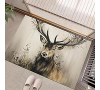 MLSOWM Zerbini per Interni 50x80 cm, Zerbino Trappola Sporco Cervo Lunghe Corna, Tappetino Arte Retro-Moderna Antiscivolo Lavabile in Lavatrice Tappeti Basso Profilo per Cucina, Bagno, Marrone Chiaro