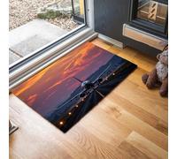 MLSOWM Zerbini per Interni Aeroporto, Zerbini Pista Morbidi Lavabili in Lavatrice Tappeto Antiscivolo a Basso Profilo per Cucina, Porta Posteriore Anteriore, 60 x 90 cm - Arancione Chiaro