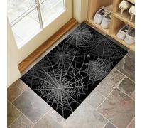 MLSOWM Zerbini per Interni Clipart Dell'Orrore, Zerbini Ragnatela Morbidi Lavabili in Lavatrice Tappeto Antiscivolo a Basso Profilo per Ingresso, Cucina, Porta Posteriore Anteriore, 50 x 80 cm - Nero