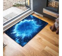 MLSOWM Zerbini per Interni Stella Rotonda, Zerbini Gelo Morbidi Lavabili in Lavatrice Tappeto Antiscivolo a Basso Profilo per Cucina, Porta Posteriore Anteriore, 40 x 60 cm - Blu