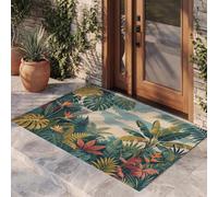 MLSOWM Zerbini Vacanza In Stile Retrò per ingresso esterno e interno - 50x80 cm | Tappetino Monstera Deliciosa Uccello Del Paradiso Antiscivolo, Resistente per Mantenere la Casa Pulita