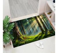 MLSOWM Zerbino, 80x120 cm Tappetino Muschi Grandi Alberi E Felci Antiscivolo, Zerbino d'Ingresso Luce E Ombra Foresta Morbide Assorbenti Tappeto per Ingresso, Porta e Corridoio, Verde Muschio