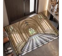 MLSOWM Zerbino Architettura Classica Europea per Interni, 60x120 cm | Tappetino d'Ingresso Arcade Gotico Retrò Tappeto a Pelo Corto, Assorbenti, Antiscivolo, Lavabile per Porta, Corridoio
