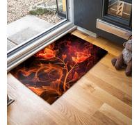 MLSOWM Zerbino Arte Astratta Trappola Sporco, Tappetino Antiscivolo Lavabile in Lavatrice, Fiori Di Fumo, Zerbino d'Ingresso Morbide Assorbenti per Cane, Ingresso, Port, 40 x 60 cm, Rosso
