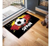 MLSOWM Zerbino Bandiera Spagnola Trappola Sporco, Tappetino Antiscivolo Lavabile in Lavatrice, Logo Del Calcio, Zerbino d'Ingresso Morbide Assorbenti per Cane, Ingresso, Port, 60 x 90 cm, Rosso