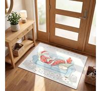 MLSOWM Zerbino d’ingresso Acquerello Natalizio Zerbini domestici personalizzati | Zerbino di Benvenuto Babbo Natale Legge La Lettera, Antiscivolo, Lavabile, Tappetino per Bagno, Cucina e Camera