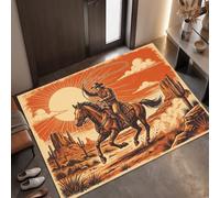 MLSOWM Zerbino d’ingresso Western Retrò Zerbini domestici personalizzati | Zerbino di Benvenuto Cavaliere Cowboy/Deserto, Antiscivolo, Lavabile, Tappetino per Bagno, Cucina e Camera