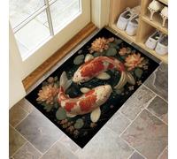 MLSOWM Zerbino di Benvenuto, 60x120 cm Tappetino Gatto Soriano Antiscivolo Lavabile Zerbino Trappola Sporco Fiori Selvatici Tappeto d'Ingresso Assorbente per Patio, Veranda, Bagno, Colore Arancione