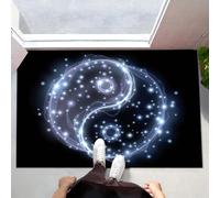 MLSOWM Zerbino di Benvenuto, 60x120 cm Tappetino Simbolo Yin-Yang Antiscivolo Lavabile Zerbino Trappola Sporco Linee Astratte Tappeto d'Ingresso Assorbente per Patio, Veranda, Bagno, In Bianco E Nero