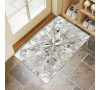 MLSOWM Zerbino Diamante Trappola Sporco, Tappetino Stile Di Lusso Antiscivolo Lavabile in Lavatrice, Zerbino d'Ingresso Assorbenti per Ingresso, Porta e Corridoio, 40x60 cm, Argento