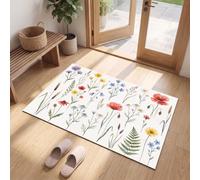 MLSOWM Zerbino d'Ingresso Interno Giardino Di Campagna 40x60 cm | Tappeto Fiori Selvatici Margherite Antiscivoloo Antiscivolo Lavabile in Lavatrice, per Entrata, Porta e Corridoio, Facile da Pulire