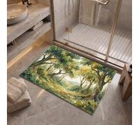 MLSOWM Zerbino d'Ingresso Interno Il Bosco Acquerellato, 90x150 cm | Tappeto Porta Sentiero Forestale, Basso Profilo, Antiscivolo Lavabile, Tappetino Decorativo per Ingresso, Corridoio
