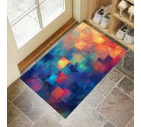 MLSOWM Zerbino Futurismo Trappola Sporco, Tappetino Antiscivolo Lavabile in Lavatrice, Quadrati Astratti, Zerbino d'Ingresso Morbide Assorbenti per Cane, Ingresso, Port, 80x120 cm, Blu