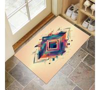 MLSOWM Zerbino Geometria Astratta Trappola Sporco, Tappetino Futurismo Antiscivolo Lavabile in Lavatrice, Zerbino d'Ingresso Assorbenti per Ingresso, Porta e Corridoio, 90x150 cm, Crema