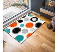 MLSOWM Zerbino Ingresso, 40x60 cm Tappetino Basso Profilo Moderno Minimalista Antiscivolo e Assorbente Zerbini di Benvenuto Cerchio Di Graffiti con Fondo in Gomma per Porte, Esterno, Bagno, Bianco