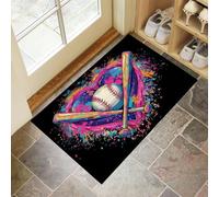 MLSOWM Zerbino Ingresso, 60x120 cm Tappetino Basso Profilo Graffiti Strada Americani Antiscivolo e Assorbente Zerbini di Benvenuto Amore Per Il Baseball con Fondo in Gomma per Porte, Esterno, Bagno,