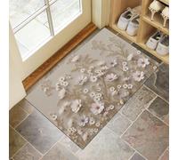 MLSOWM Zerbino Ingresso, 60x120 cm Tappetino Bassorilievo Francese Antiscivolo e Assorbente Zerbini di Benvenuto Rami Foglie Fiore con Fondo in Gomma per Porte, Esterno, Bagno, Cipria Carne