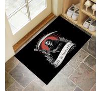 MLSOWM Zerbino Ingresso, 60x90 cm Tappetino Basso Profilo American Retro Antiscivolo e Assorbente Zerbini di Benvenuto Morte Dello Scheletro con Fondo in Gomma per Porte, Esterno, Bagno, Nero
