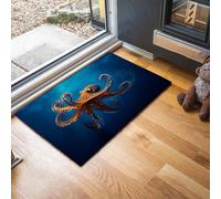 MLSOWM Zerbino Ingresso Animali Selvatici Zerbino Ingresso Interno Polpo Elegante Antiscivolo Assorbente Tappeto per Ingresso, Esterno, Cucina, Camera da Letto, 60 x 120 cm, Blu Scuro