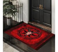MLSOWM Zerbino Ingresso Antiscivolo, 40x60 cm Tappeto Ingresso Interno Ultrasottile Teschio Pecora, Formazione A Pentagramma Tappetino Occultismo Oscuro Lavabile Zerbini Benvenuto - Facile da Pulire