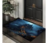MLSOWM Zerbino Ingresso Antiscivolo, 50x80 cm Tappeto Ingresso Interno Ultrasottile Villa Gotica Infestata Tappetino Una Notte Terrificante Zerbini Benvenuto - Facile da Pulire, Blu Scuro