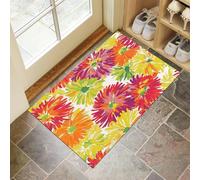MLSOWM Zerbino Ingresso Casa da Esterno, 60x120 cm Tappetino Crisantemo Antiscivolo e Lavabile Zerbino d'Ingresso Fiori Estivi Ultra Assorbente Tappeto per Cane, Porta e Corridoio - Giallo