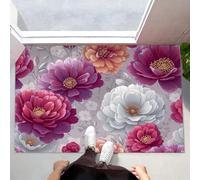 MLSOWM Zerbino Ingresso Casa da Esterno, 80x120 cm Tappetino Grandi Petali Antiscivolo e Lavabile Zerbino d'Ingresso Fiori Ad Acquerello Ultra Assorbente Tappeto per Cane, Porta e Corridoio - Viola