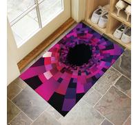 MLSOWM Zerbino Ingresso Casa da Esterno, 90x150 cm Tappetino Tunnel Geometrici Antiscivolo e Lavabile Zerbino d'Ingresso Illusioni Ottiche Assorbente Tappeto per Cane, Porta e Corridoio - Viola Scuro