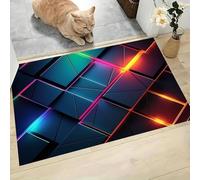 MLSOWM Zerbino Ingresso casa Estetica Moderna - 90x150 cm - Tappetino con Linee Al Neon - per Ingresso Esterno e Interno - Fondo Antiscivolo - Pulizia Facile - Arredo e Regali Casa - In Bianco E Nero