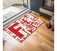 MLSOWM Zerbino Ingresso Casa in Gomma, Astratto Moderno Tappeto Antiscivolo e Essorbente Labirinto Geometrico Tappeto Entrata Robusto e Resistente - 80x120 cm, Rosso