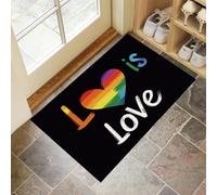 MLSOWM Zerbino Ingresso Cuore Colorato Zerbino Ingresso Interno Lettere D'Amore Antiscivolo Assorbente Tappeto per Ingresso, Esterno, Cucina, Camera da Letto, 80 x 120 cm, Nero