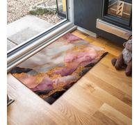 MLSOWM Zerbino Ingresso Marmo Zerbino Ingresso Interno Texture In Lamina D'Oro Antiscivolo Assorbente Tappeto per Ingresso, Esterno, Cucina, Camera da Letto, 60 x 120 cm, Rosa