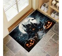 MLSOWM Zerbino Ingresso Notte Di Halloween Zerbino Ingresso Interno Castello Dei Vampiri Antiscivolo Assorbente Tappeto per Ingresso, Esterno, Cucina, Camera da Letto, 60 x 90 cm, Grigio Scuro