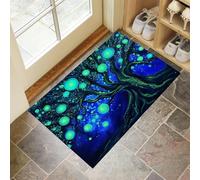 MLSOWM Zerbino Ingresso Stile Blacklight Zerbino Ingresso Interno Albero Della Sfera Luminosa Antiscivolo Assorbente Tappeto per Ingresso, Esterno, Cucina, Camera da Letto, 80 x 120 cm, Blu Scuro