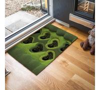 MLSOWM Zerbino Ingresso Tema Romantico Zerbino Ingresso Interno Prato Dell'Amore Antiscivolo Assorbente Tappeto per Ingresso, Esterno, Cucina, Camera da Letto, 90 x 150 cm, Verde Scuro