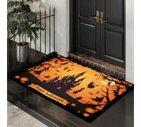 MLSOWM Zerbino Interno 60x120 cm, Tappetino American Retro Antiscivolo e Lavabile Tappeto Strega, Sagoma Castello Assorbente in Morbida Microfibra per Porta, Corridoio e Animali - Colore Arancione