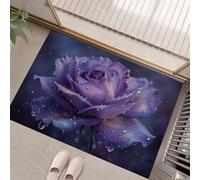 MLSOWM Zerbino Interno Casa 50x80 cm, Tappeto Sottile Rugiada Di Rosa Antiscivolo Zerbino Profilo Basso Realismo Magico Tappetino Lavabile per corridoio, terrazza, ingresso, Viola