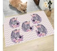 MLSOWM Zerbino Interno Casa 50x80 cm, Tappeto Sottile Zebra A Ghirlanda Antiscivolo Zerbino Profilo Basso Strisce A Spina Di Pesce Tappetino Lavabile per corridoio, terrazza, ingresso, Rosa