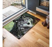 MLSOWM Zerbino Lupo Trappola Sporco, Tappetino Stile Di Pittura Acrilica Antiscivolo Lavabile in Lavatrice, Zerbino d'Ingresso Assorbenti per Ingresso, Porta e Corridoio, 80 x 120 cm, Grigio