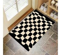MLSOWM Zerbino Minimalismo Astratto Ingresso Interno 50 x 80 cm, Zerbino Entrata Ingresso Plaid Bianco E Nero con Fondo Antiscivolo TPR, Lavabile Tappeto Ingresso Per Casa Ufficio - In Bianco E Nero