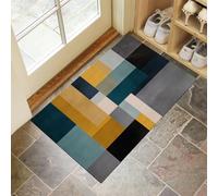 MLSOWM Zerbino Minimalismo Trappola Sporco, Tappetino Antiscivolo Lavabile in Lavatrice, Blocchi Geometrici, Zerbino d'Ingresso Morbide Assorbenti per Cane, Ingresso, Port, 80 x 120 cm, Grigio