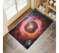 MLSOWM Zerbino Nebulosa Rotonda Trappola Sporco, Tappetino Centro Dell'Universo Antiscivolo Lavabile in Lavatrice, Zerbino d'Ingresso Assorbenti per Ingresso, Porta e Corridoio, 90x150 cm, Rosso