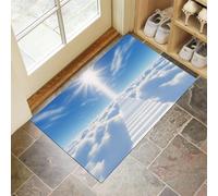 MLSOWM Zerbino Nuvola Bianca Ingresso Interno 50x80 cm, Zerbino Entrata Ingresso Scala Del Cielo con Fondo Antiscivolo TPR, Lavabile In Lavatrice Tappeto Ingresso Per Casa Ufficio - Azzurro Chiaro