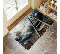MLSOWM Zerbino Nuvole Scure Fantasy Trappola Sporco, Tappetino Antiscivolo Lavabile in Lavatrice, Scala In Legno Sky, Zerbino d'Ingresso Morbide Assorbenti per Cane, Ingresso, Port, 40x60 cm, Grigio