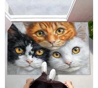 MLSOWM Zerbino per Ingresso 50x80 cm Tappeto Lavabile a Pelo Corto Gatto Carino Tappetino Antiscivolo Stile Fotografico Zerbini di Benvenuto per Ingresso, Cucina, Bagno - In Bianco E Nero